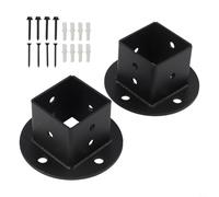 Kit de 2 piezas de base de poste de brida cuadrada de 2 x 2 pulgadas para barandillas de cubierta, postes de valla, soporte de porche con tornillos y tubos de expansión de plástico