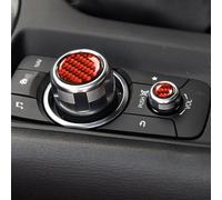 Kit de 2 piezas de cubierta de botón multimedia de fibra de carbono roja para MX-5 (2016-2020) - Reemplazo directo, revestimiento epoxi resistente a los arañazos