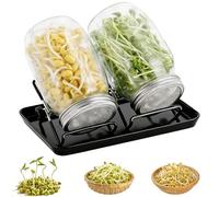 Kit de 2 tarros de germer 1000 ml - vidrio grueso + tapas inoxidable 304 para semillas germinadas caseras, sanas y cero residuos