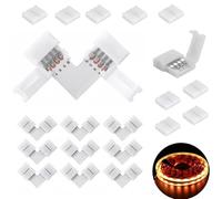 Kit de 20 Conectores para tiras LED RGB, Incluye Conectores en Forma de L de 4 pines y Conectores de Tira LED sin Huecos para Tiras SMD 5050 de 10 mm, para Instalaciones de Iluminación