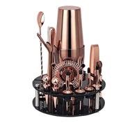 Kit de 20 piezas for barman, coctelera 750ml con soporte giratorio acrílico negro, herramienta for mezclar bebidas(20P Boston Rose)