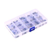 Kit de 200 Capacitadores Electrolíticos Miniatura, 15 Valores de 0.1uF a 220uF con Caja Plástica - Uso General, Ideal para Electrónica DIY y Reparaciones