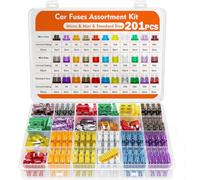 Kit de 201Pcs Fusibles Coche, Bst4U 80 Mini Fusibles de Cuchilla + 90 Fusible de Paleta Estánda + 57 Micro Fusible + 1 Extractor para Coche/Caravanas/Furgoneta/Moto(2,3,5,7,5,10,15,20,25,30,35,40A)