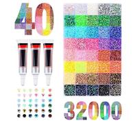 Kit de 2026 Nuevas Piedras de Resina Tipo Jelly para Adornar, Gemas Multicolor de 3mm de Fondo Plano para Manualidades DIY, para Arte de Uñas 3D con Gel y Creación de Joyería con Dijes, Incluye 32000