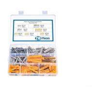 Kit de 210 piezas de pared y tornillos, surtido de 7 tamaños resistentes, caja de sujetadores de fijación de acero al carbono para tapón Rawlplug para Fischer