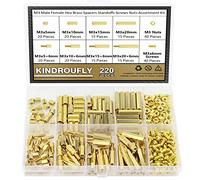 Kit de 220 piezas M3 macho hembra hexagonal latón separadores espaciadores tornillos tuercas, kit surtido de separadores de latón Kindroufly para placa base PCB