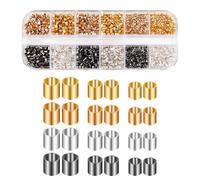 Kit de 2200 Piezas de Tubos de Engarce, 4 Colores de Cuentas de Engarce con Tope de Cuentas Tubos de Engarce de 1,5 mm, 2 mm y 2,5 mm para Hacer Pendientes Collares Colgantes y Joyas