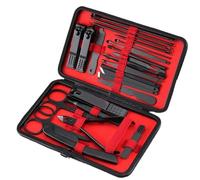 Kit de 24 cortaúñas negro, portátil for pedicura con fundas for regalo, set cuidado personal