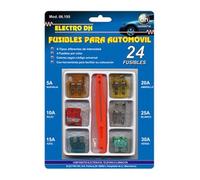 Kit de 24 fusibles 5A, 10A, 15A, 20A, 25A, 30A - Protección eléctrica, reemplazo fácil y mantenimiento de circuitos.