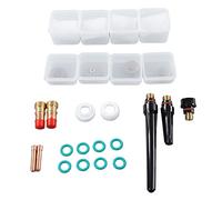 Kit de 25 accesorios para soplete de soldadura TIG, copa de vidrio, cuerpo de pinza, lente de gas, junta tórica, tapa trasera para sopletes refrigerados por aire y agua de las