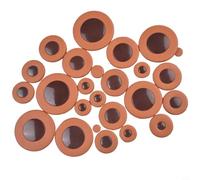Kit de 25 almohadillas de cuero para saxofón alto con 14 tamaños que van desde 8,5 mm a 46 mm, accesorios de repuesto de piel de cordero marrón para reparación y mantenimiento de instrumentos de
