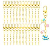 Kit de 25 llaveros dorados a granel con cadena, llaveros giratorios, cierres de pinza de langosta, kits de abalorios de bolsa de metal para adultos, suministros para manualidades, accesorios de