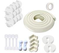 Kit de 25 piezas de seguridad para bebés - 2 m protectores de borde de seguridad de espuma, 6 cerraduras de seguridad, 12 cubiertas de zócalo de seguridad para el hogar, 2 protectores de puerta, 4
