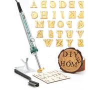 Kit de 26 piezas de letras para grabar en madera, sellos de hierro de marcar para madera, cuero, sombreros, barbacoa, pan, con un hierro de marcar eléctrico de 80W (1,2 cm)