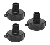 Kit de 3 adaptadores IBC Tote, 2 "NPS hembra a 3/4" BSP macho conector rosca ABS grado industrial a prueba fugas accesorios de tanque para transferencia química manguera jardín (S60-2"NPS)