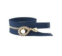 Kit de 3 cremalleras metálicas, tamaño 3, 40-70 cm, extremo abierto con cierre automático, para reparación de bolsos, bolsillos y ropa.,1-Azul marino dorado,40 centímetros