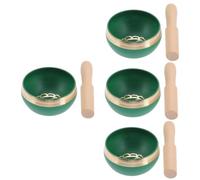 Kit de 3 cuencos tibetanos de meditación: cuencos tibetanos de cobre hechos a mano con herramientas de madera for practicar yoga y aliviar el estrés.(8x4cmx4pcs)