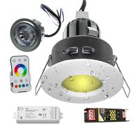 Kit de 3 focos LED empotrados cromoterapia 8 efectos luz cabina ducha IP65 RGB 12V
