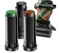Kit de 3 piezas de pintura facial de camuflaje, pintura facial de camuflaje, camuflaje marrón y verde，camaleón, supervivencia, militar (negro, marrón, verde)