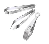 Kit de 3 Pinzas para espinas de pescado, Pinzas de Acero Inoxidable Profesionales, Herramientas de Precisión con Diseño Plano e Inclinado, Longitud de 12cm, Ideal para Desespinar y Cocinar