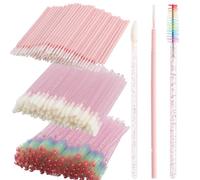 Kit de 300 piezas de suministros de extensión de pestañas, cepillo desechable, cepillo para cejas, cepillo de labios, aplicador de varita de rímel (juegos de arcoíris)