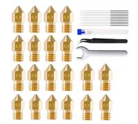 Kit de 32 boquillas de impresora 3D con boquillas de latón MK8 de 0,2 mm, 0,3 mm, 0,4 mm, 0,5 mm, 0,6 mm, 0,8 mm, 20 piezas para filamentos PLA ABS PETG, llave y pinzas y 10 agujas, adecuado para