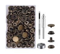 Kit de 32 Botones de Snap Bronce, MSDADA Cierres a Presión Metálicos con Herramientas, para Reparación de Mochilas, Calzado, Sombreros y Prendas