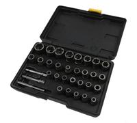 Kit de 32 extractores de pernos con adaptador de 1/4 y 3/8 pulgadas, herramienta de extracción de tuercas para pernos y tuercas oxidados dañados, incluye tamaños de enchufe de 6 a 19 mm