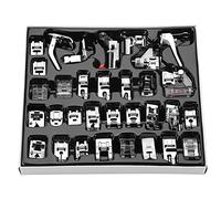 Kit de 32 Piezas de prensatelas para máquina de Coser doméstica, Incluye prensatelas de Doble Arrastre y prensatelas para Cremalleras; Conjunto de Accesorios metálicos para máquina