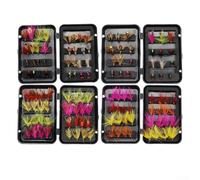 Kit de 3224 moscas de pesca con mosca que incluye patrones secos, húmedos, ninfas, hormigas para lubina, trucha, salmón en varios entornos estacionales de agua dulce (C-32PCS)