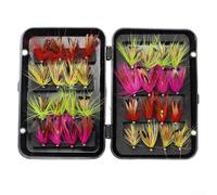 Kit de 3224 moscas de pesca con mosca que incluye patrones secos, húmedos, ninfas, hormigas para lubina, trucha, salmón en varios entornos estacionales de agua dulce (B-32PCS)