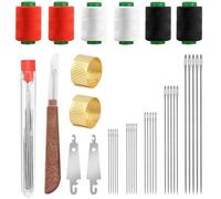 Kit de 37 agujas de coser de acero de ojo grande. Incluye 25 agujas de acero, 1 descosedor de hilo, 2 enhebradores, 6 hilos, 2 dedales y 1 tubo de almacenamiento para zurcir. Regalo ideal