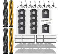 Kit de 38 accesorios compatible con robot aspirador Dreame D20 Pro Plus que incluye 2 cepillos principales, 8 cepillos laterales, 10 bolsas para el polvo, 8 trapeadores, 8 filtros Hepa, 2 herramientas