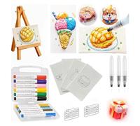 Kit de 38 pintura mágica de textura 3D con espuma hinchada, Magic Puffy Paint hojas de dibujo mágico lienzo esponja, Set DIY para niños y adultos, pintura mágica de la textura de la espuma para arte