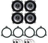Kit de 4 altavoces Alpine SXE-1325S + SXE-1325S para Megane de 2003 a 2009 y Clio 2013 con 2 soportes delanteros, 2 soportes traseros y 4 conectores