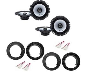 Kit de 4 altavoces Alpine SXE-1725S + SXE-1725S delantero + trasero para Fiat Sedici (189) 2006-2014, Suzuki desde 2005 en adelante (ver modelos) con 2 soportes delanteros, 2 traseros y 4 conectores