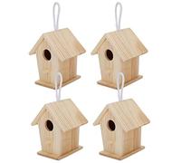 Kit de 4 casas de pájaros de madera de cedro, para colgar al aire libre, jardín, balcón, duradero, protector de ardillas, para pájaros azules, reyezuelas, pinzón