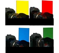 Kit de 4 filtros serie P compatibles con sistema Cokin amarillo, rojo, azul, verde, P020, P001, P003 y P004, filtro amarillo, verde, azul, rojo, filtro Square, placa cuadrada de objetivo tipo Lens