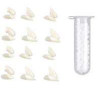 Kit de 4 Piezas Dientes de Vampiro(13/15/17/19mm),Dientes Falsos de Vampiro,con 1 Tubo de Adhesivo,Colmillos de Vampiro para Fiesta de Disfraz Apoyo Dientes de Fiesta de Halloween