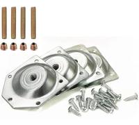 Kit de 4 Placas de Montaje for Patas de Muebles de 12 Grados: Soportes for Patas de Mesa con Tornillos e Insertos for instalación en sillas y armarios.(Silver)
