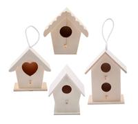 Kit de 4 Uds de Casitas para pájaros Kit de Casas para pájaros de Madera DIY casita para en Forma de corazón sin terminar para Pintar Kits de artesanía de Madera Natural