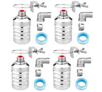 Kit de 4 Válvulas de Flotador Agua, Válvula Flotador Control Automático Nivel Agua Acero Inoxidable 1/2" a 3/4'' para Acuario Piscina Pecera Abrevadero para Ganado Destilador