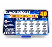 Kit de 40 almohadillas térmicas de 20 x 20 mm - 0,5/1/1,5/2/3 mm, compatibles con PS3, PS4, PS5, Xbox, GPU, SSD y PC