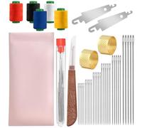 Kit de 42 agujas de coser de acero de ojo grande, incluye 30 agujas de acero, 1 descosedor, 2 enhebradores, 5 hilos, 2 dedales, 1 tubo de almacenamiento, 1 bolsa para remendar, regalo para enamorados
