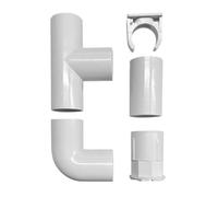 Kit de 5 accesorios para tubo rígido y flexible de 25 mm, fijador a presión + junta de empalme lineal, forma L, forma T, tubo-caja, color blanco IP40