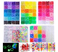 Kit de 5 cajas de pulseras de cuentas de pony, cuentas Kandi que cambian de color UV y brillan