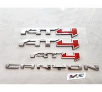Kit de 5 emblemas de Canyon AT4 V6, insignia 3D, calcomanía trasera Dorr Fender, placa de nombre de repuesto para Canyon 2021-2022 (rojo cromado)
