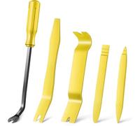 Kit de 5 herramientas para quitar molduras de automóviles: juego de sujetadores de clip para paneles de puertas interiores de vehículos Extractor de cubo de rueda Herramientas para el co(Yellow)