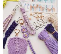 Kit de 5 llaveros de macramé, suministros para manualidades DIY con tutorial para principiantes, dije de bolso tejido multicolor, accesorio para llave de coche y de teléfono, divertido regalo a