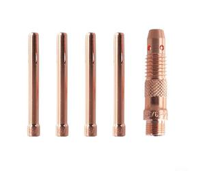 Kit de 5 piezas para boquilla de soldadura TIG: pinzas de cobre de 2,4 mm y cuerpo de pinza para WP-17, WP-18, WP-26 Compatibilidad de antorcha - Incluye 4 x 10N24 + × 10N32